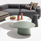 Table basse moderne tout temps avec forme ronde simple pour salon ou patio