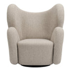 Fauteuil de salon pivotant entièrement rembourré Art Déco avec structure bloc volumineuse pour salon
