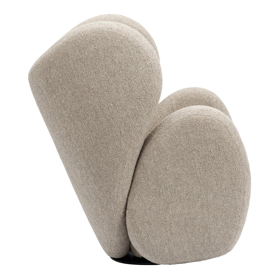Fauteuil de salon pivotant entièrement rembourré Art Déco avec structure bloc volumineuse pour salon