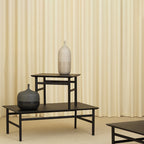 Table Basse Danoise Shaker en Chêne Massif avec Bords Biseautés et Pieds Ovales pour Salon