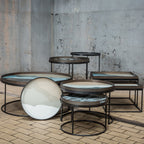 Ensemble de tables basses en bois polyvalentes avec plateaux interchangeables pour le salon