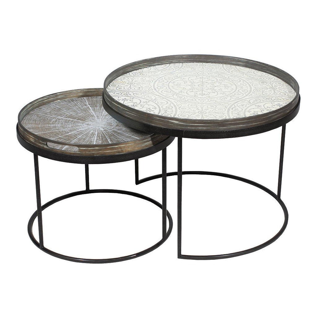 Ensemble de tables basses en bois polyvalentes avec plateaux interchangeables pour le salon