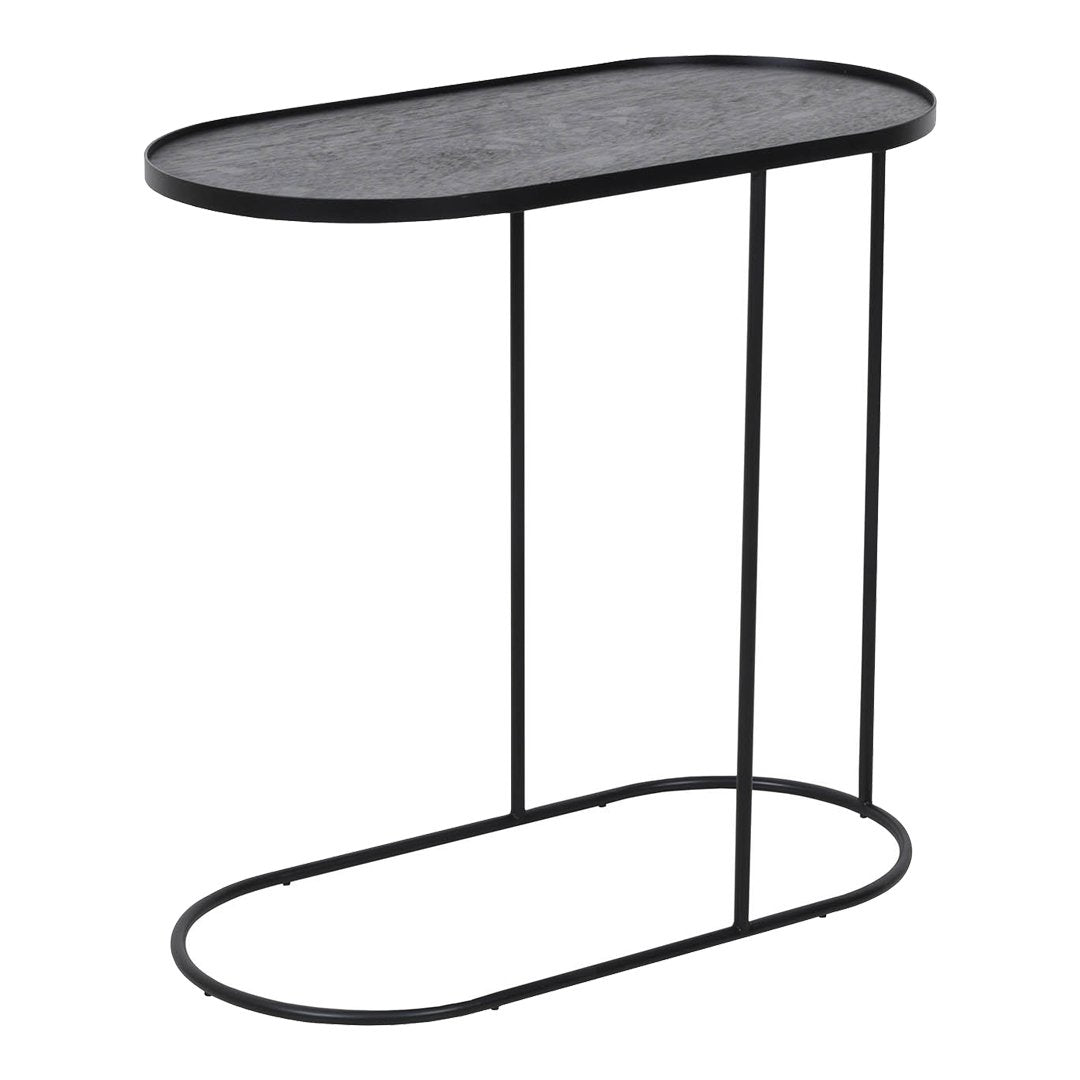Table d'appoint polyvalente en bois avec plateau interchangeable ovale pour salon