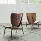 Fauteuil de salon scandinave en chêne massif avec dossier incurvé en forme d'oreille d'éléphant pour salon