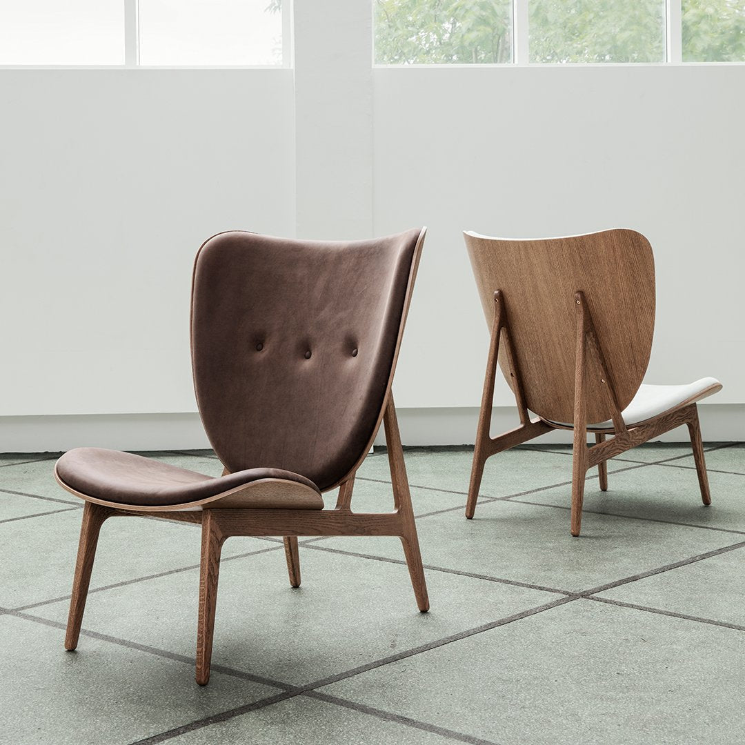 Fauteuil de salon scandinave en chêne massif avec dossier incurvé en forme d'oreille d'éléphant pour salon