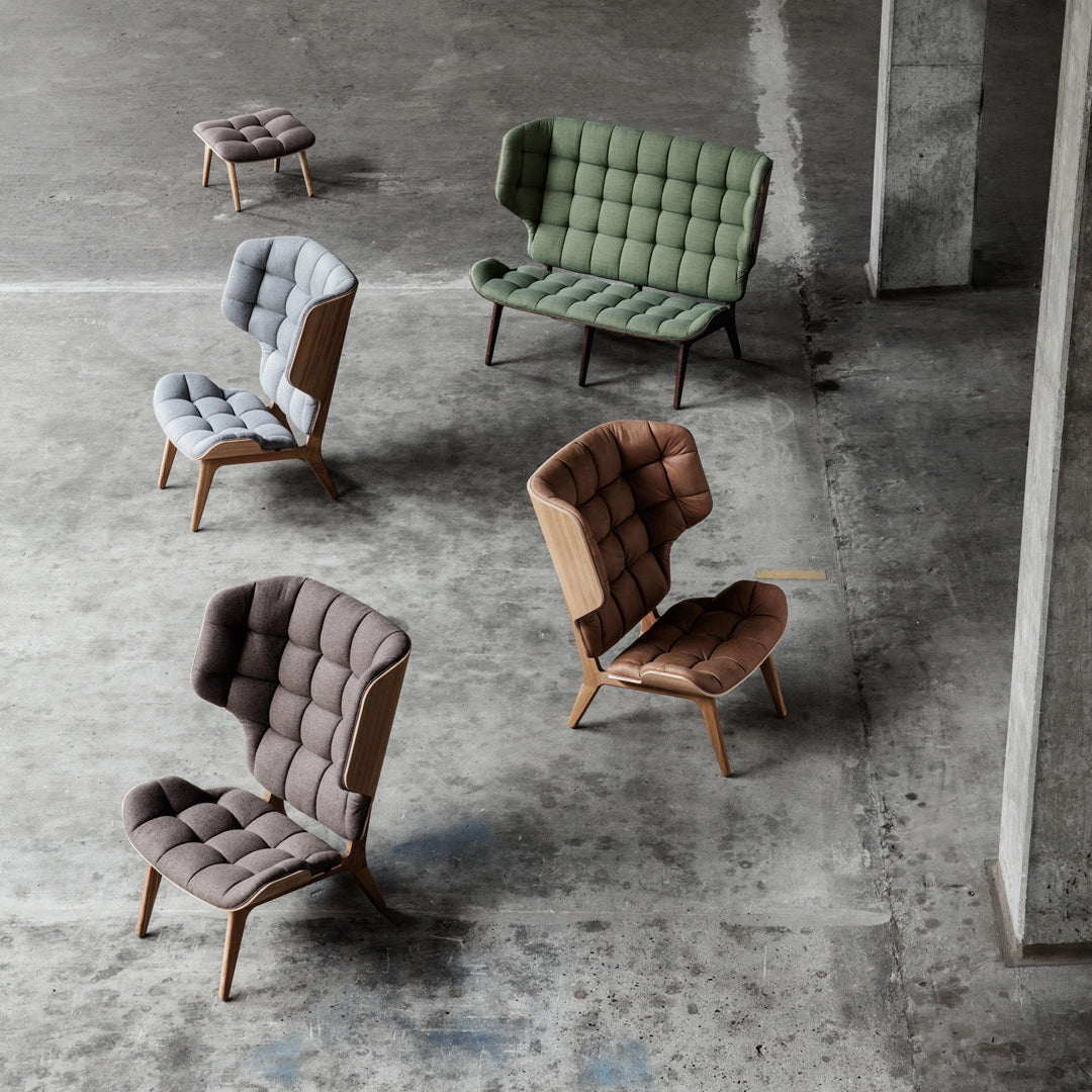Fauteuil scandinave à haut dossier en chêne massif et placage stratifié pour salon