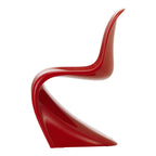 Chaise d'appoint emblématique en plastique laqué brillant avec forme en porte-à-faux monobloc pour salle à manger
