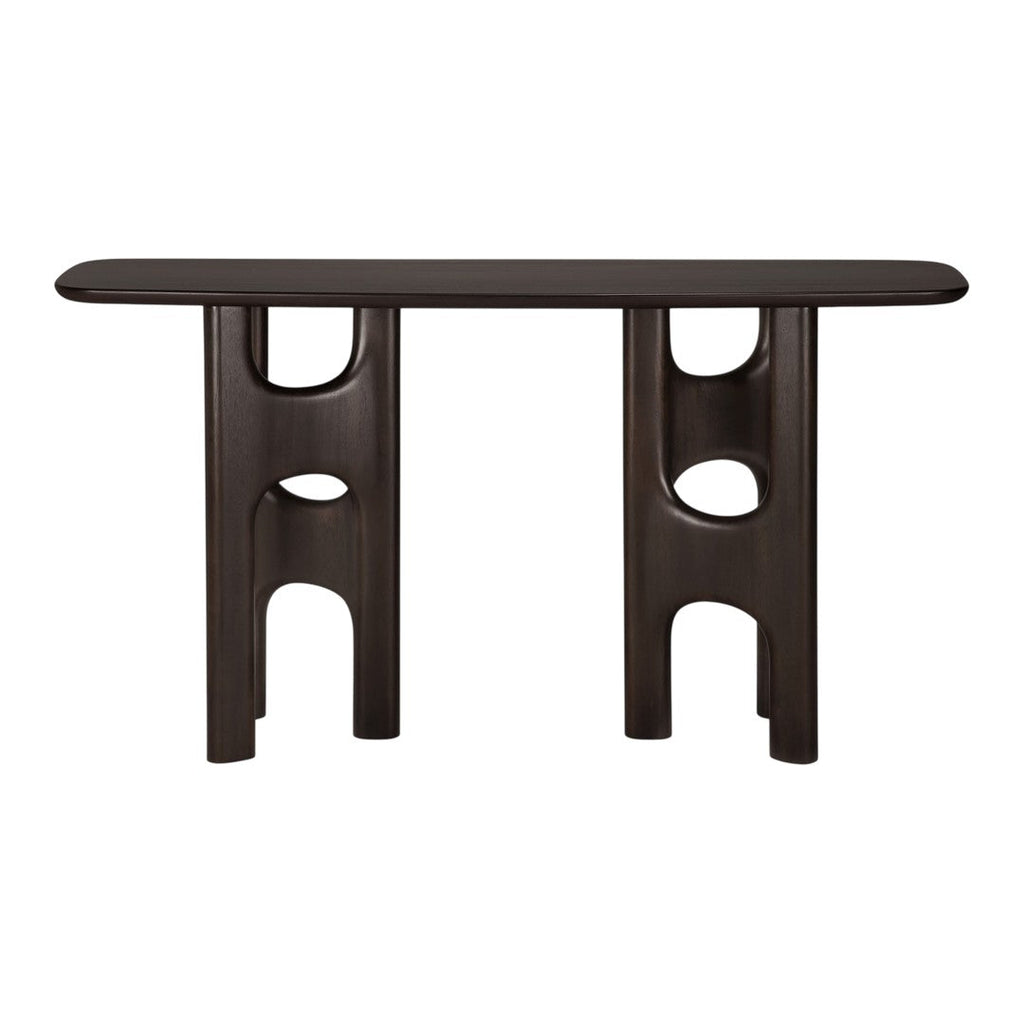 Console en bois vintage-moderne avec bords arrondis fluides pour couloir