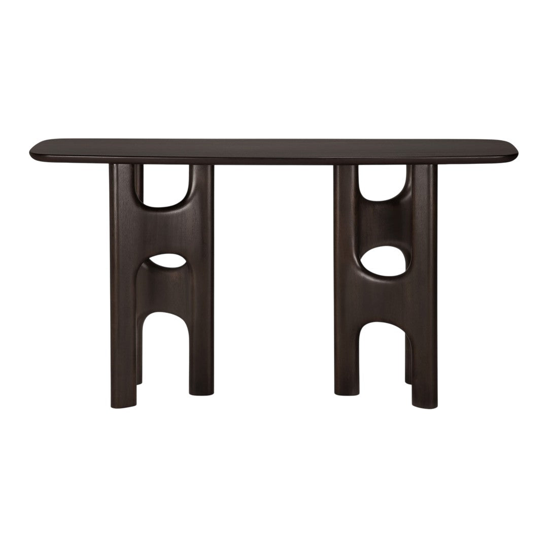 Console en bois vintage-moderne avec bords arrondis fluides pour couloir