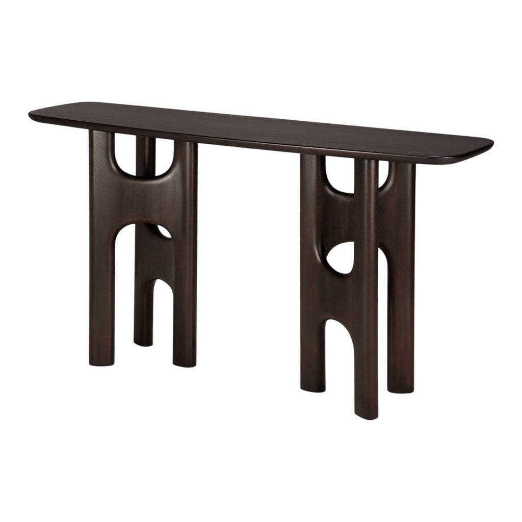Console en bois vintage-moderne avec bords arrondis fluides pour couloir