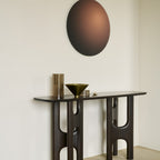 Console en bois vintage-moderne avec bords arrondis fluides pour couloir