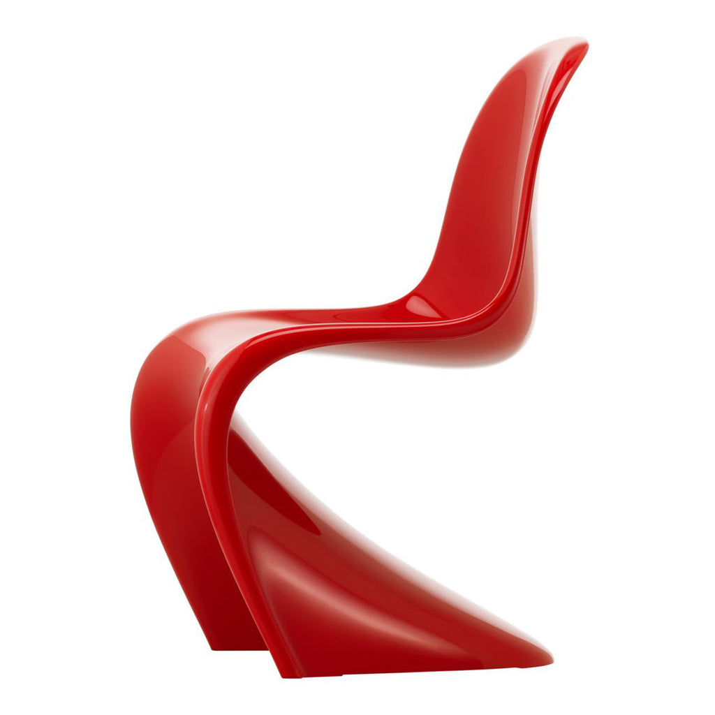 Chaise d'appoint emblématique en plastique laqué brillant avec forme en porte-à-faux monobloc pour salle à manger