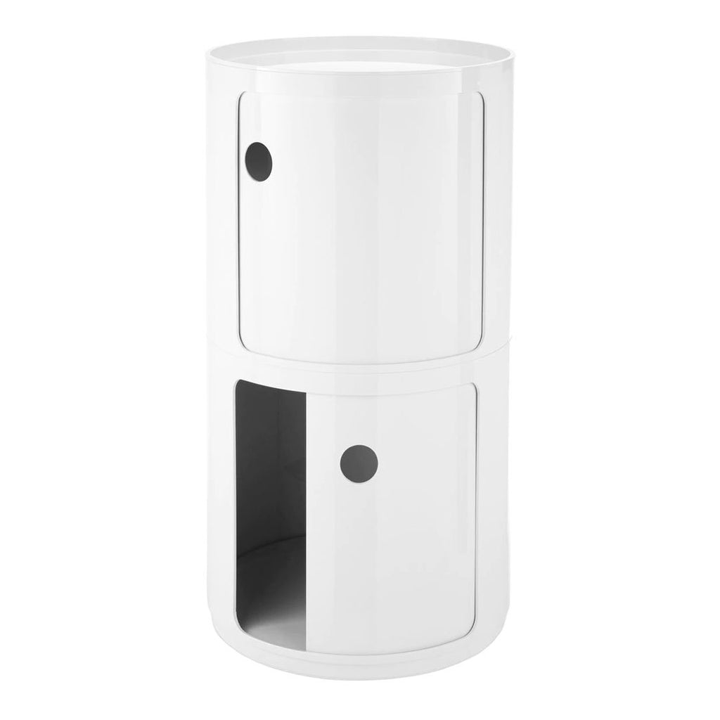Tour de rangement empilable modulaire en plastique avec conception multi-portes rondes pour chambre ou salon
