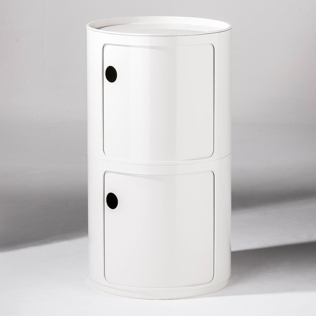 Tour de rangement empilable modulaire en plastique avec conception multi-portes rondes pour chambre ou salon