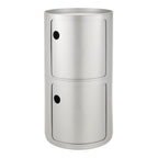 Tour de rangement empilable modulaire en plastique avec conception multi-portes rondes pour chambre ou salon