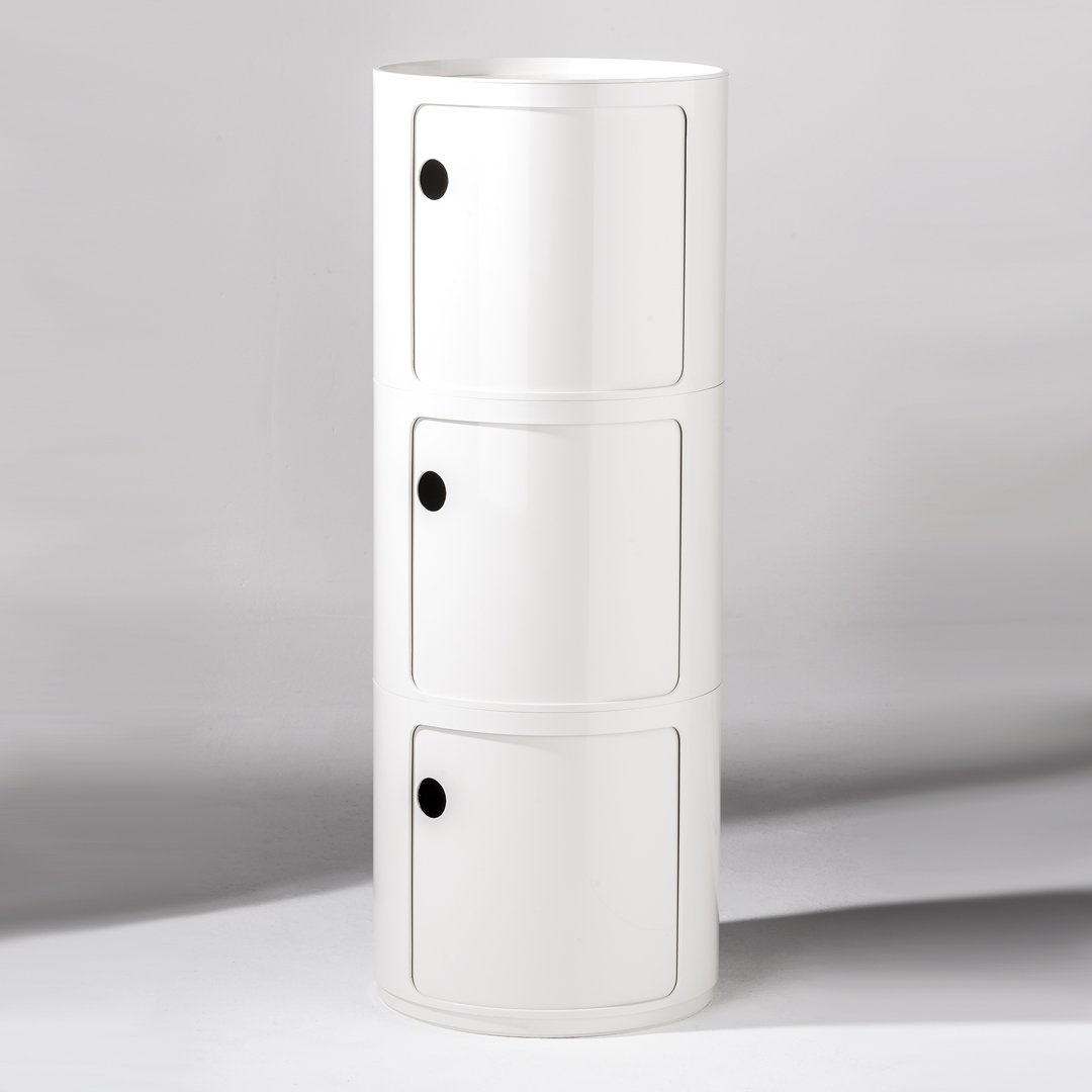 Tour de rangement empilable modulaire en plastique avec conception multi-portes rondes pour chambre ou salon