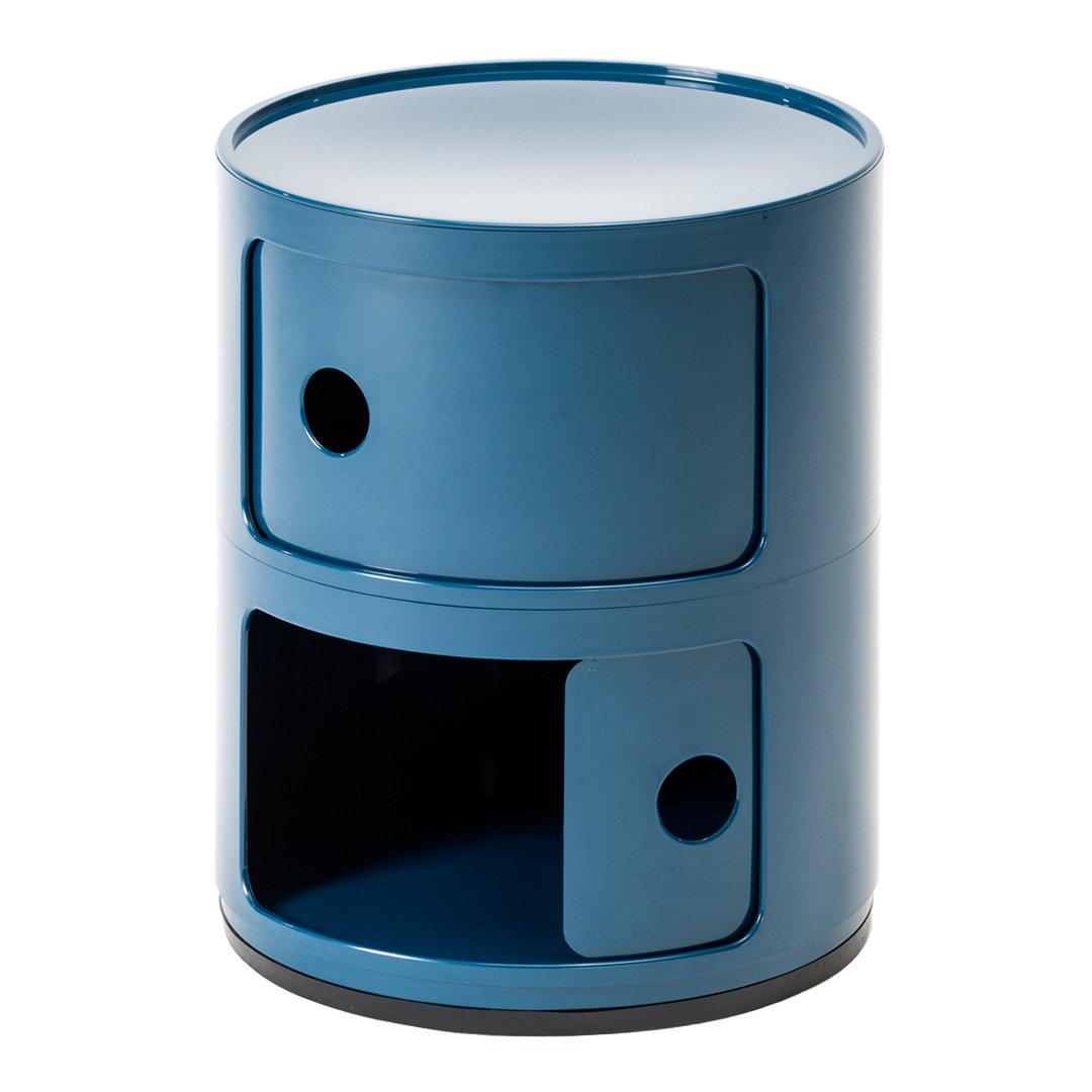 Tour de rangement modulaire empilable en plastique avec portes rondes (2) pour chambre ou salon