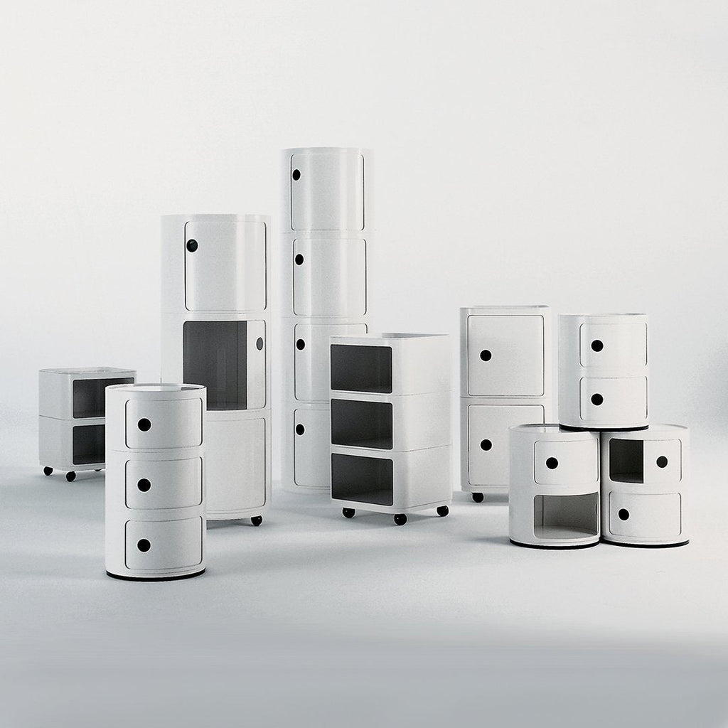 Tour de rangement modulaire empilable en plastique avec portes rondes (2) pour chambre ou salon