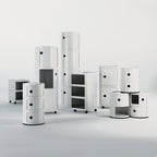 Tour de rangement modulaire empilable en plastique avec portes rondes (2) pour chambre ou salon