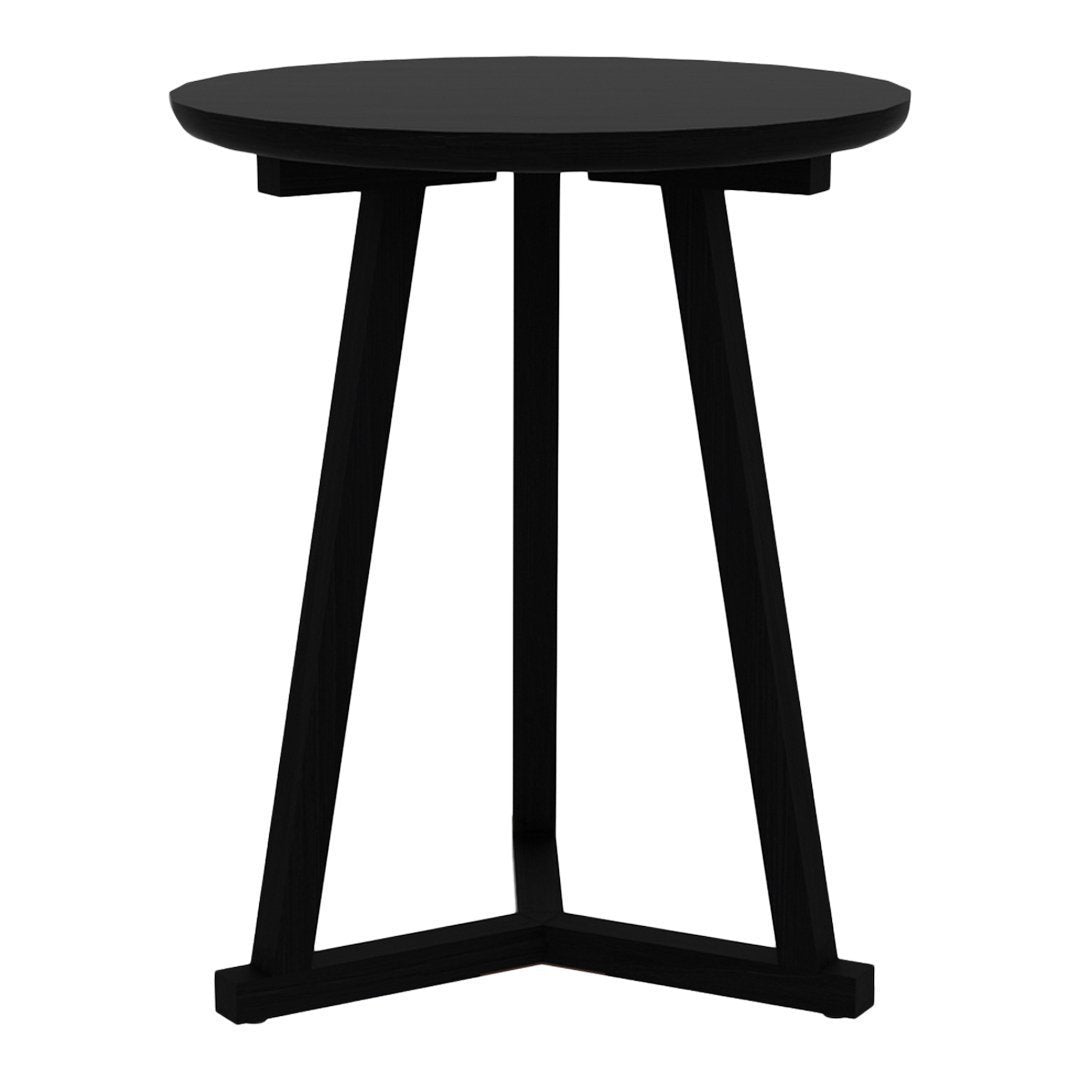 Table d'appoint trépied en bois contemporaine au design léger et polyvalent pour salon ou chambre à coucher