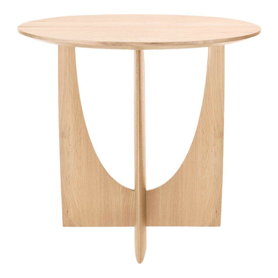Table d'appoint contemporaine en bois massif avec forme géométrique entrecroisée pour salon