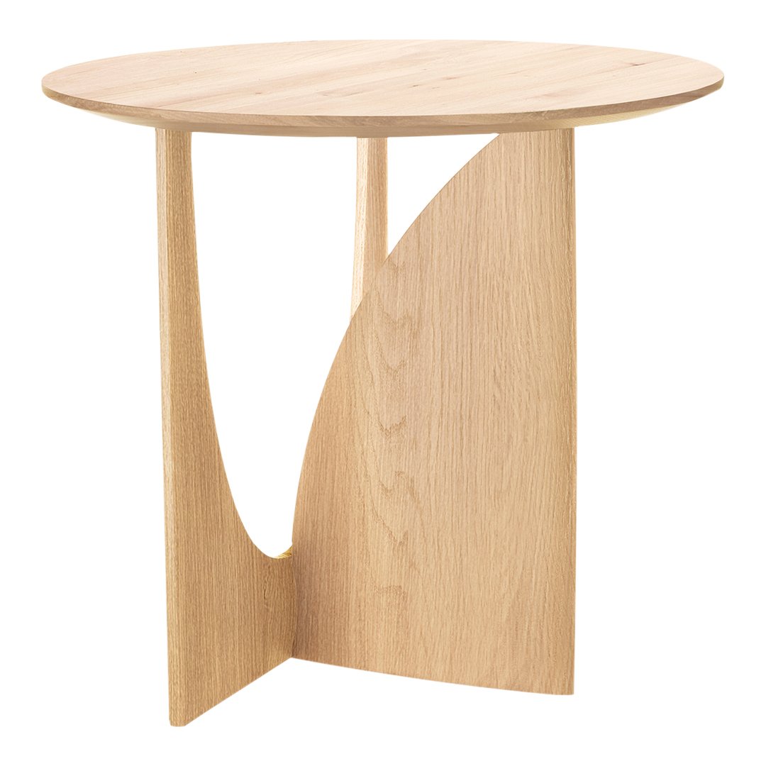 Table d'appoint contemporaine en bois massif avec forme géométrique entrecroisée pour salon