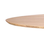 Table basse ronde contemporaine en chêne massif avec design symétrique équilibré pour salon