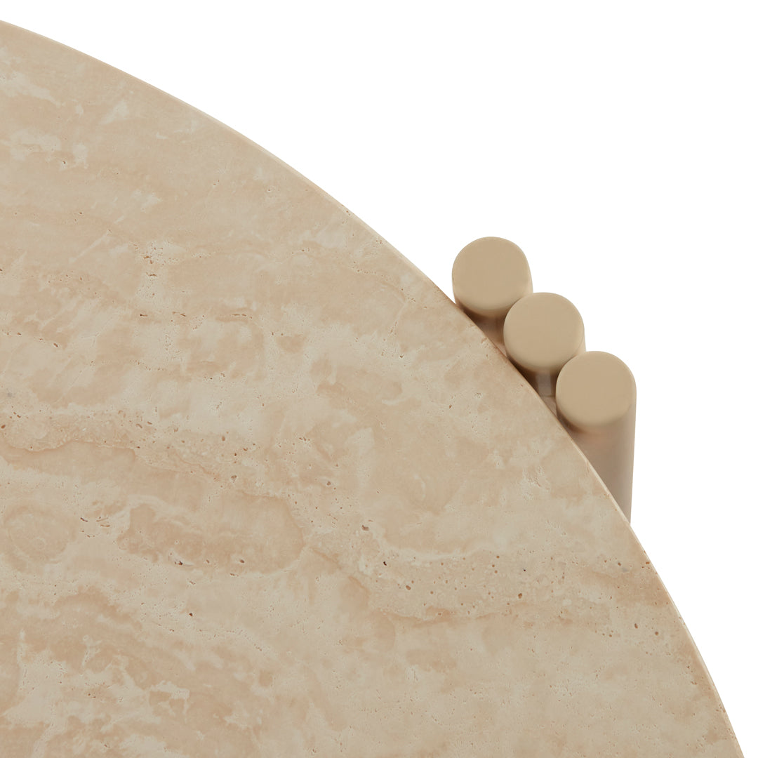 Table basse en marbre et travertin naturel avec ensemble empilable multi-pièces pour salon