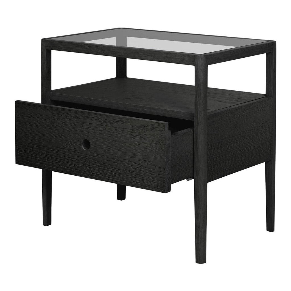 Table de chevet classique en bois massif avec barreaux inspirés des broches et tiroir unique pour chambre à coucher