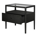 Table de chevet classique en bois massif avec barreaux inspirés des broches et tiroir unique pour chambre à coucher