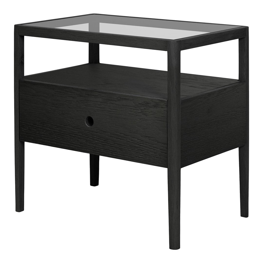 Table de chevet classique en bois massif avec barreaux inspirés des broches et tiroir unique pour chambre à coucher