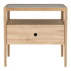 Table de chevet classique en bois massif avec barreaux inspirés des broches et tiroir unique pour chambre à coucher