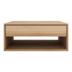 Table Basse Scandinave en Chêne Massif avec Tiroir Caché à Fermeture Douce pour Salon
