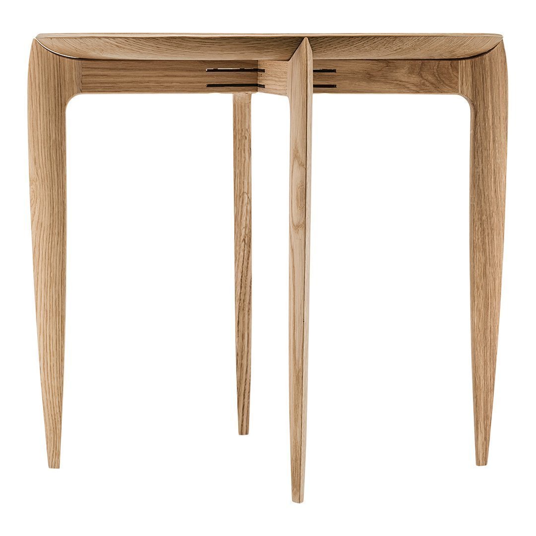 Table d'appoint pliante scandinave en placage moulé avec profil fin élégant pour salon