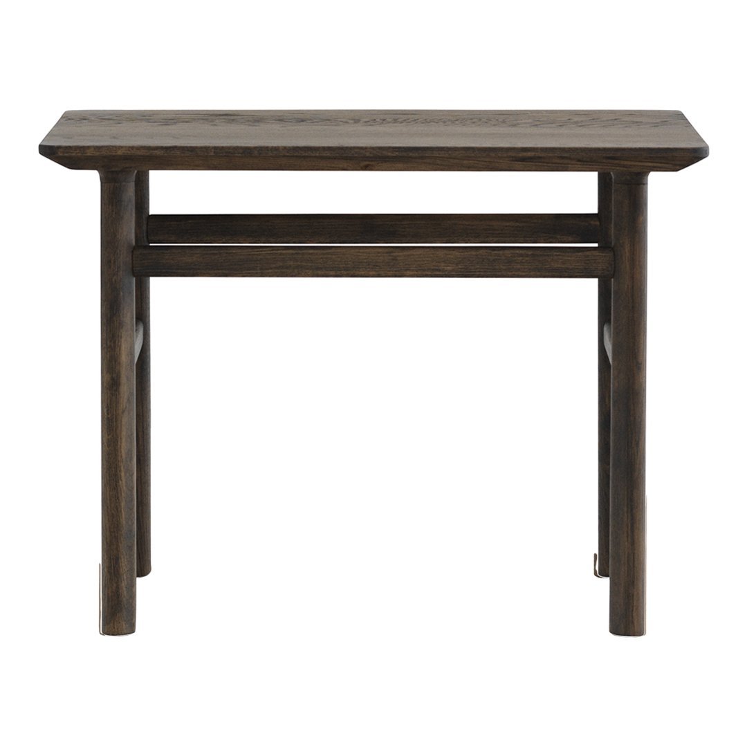 Table Basse Danoise Shaker en Chêne Massif avec Bords Biseautés et Pieds Ovales pour Salon