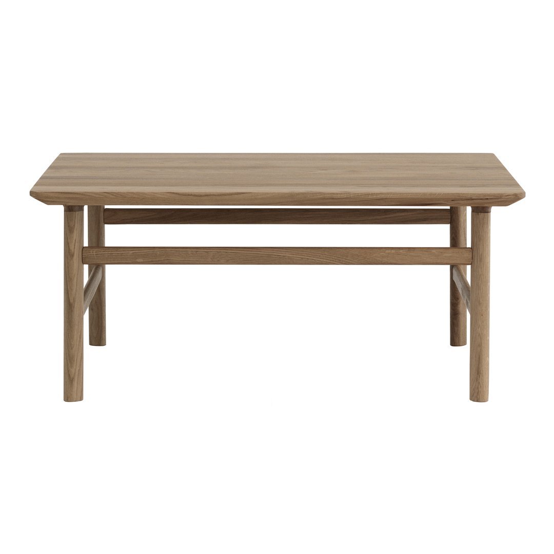 Table Basse Danoise Shaker en Chêne Massif avec Bords Biseautés et Pieds Ovales pour Salon