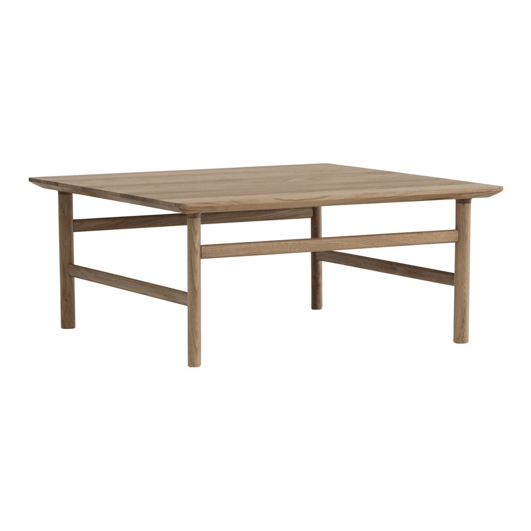 Table Basse Danoise Shaker en Chêne Massif avec Bords Biseautés et Pieds Ovales pour Salon