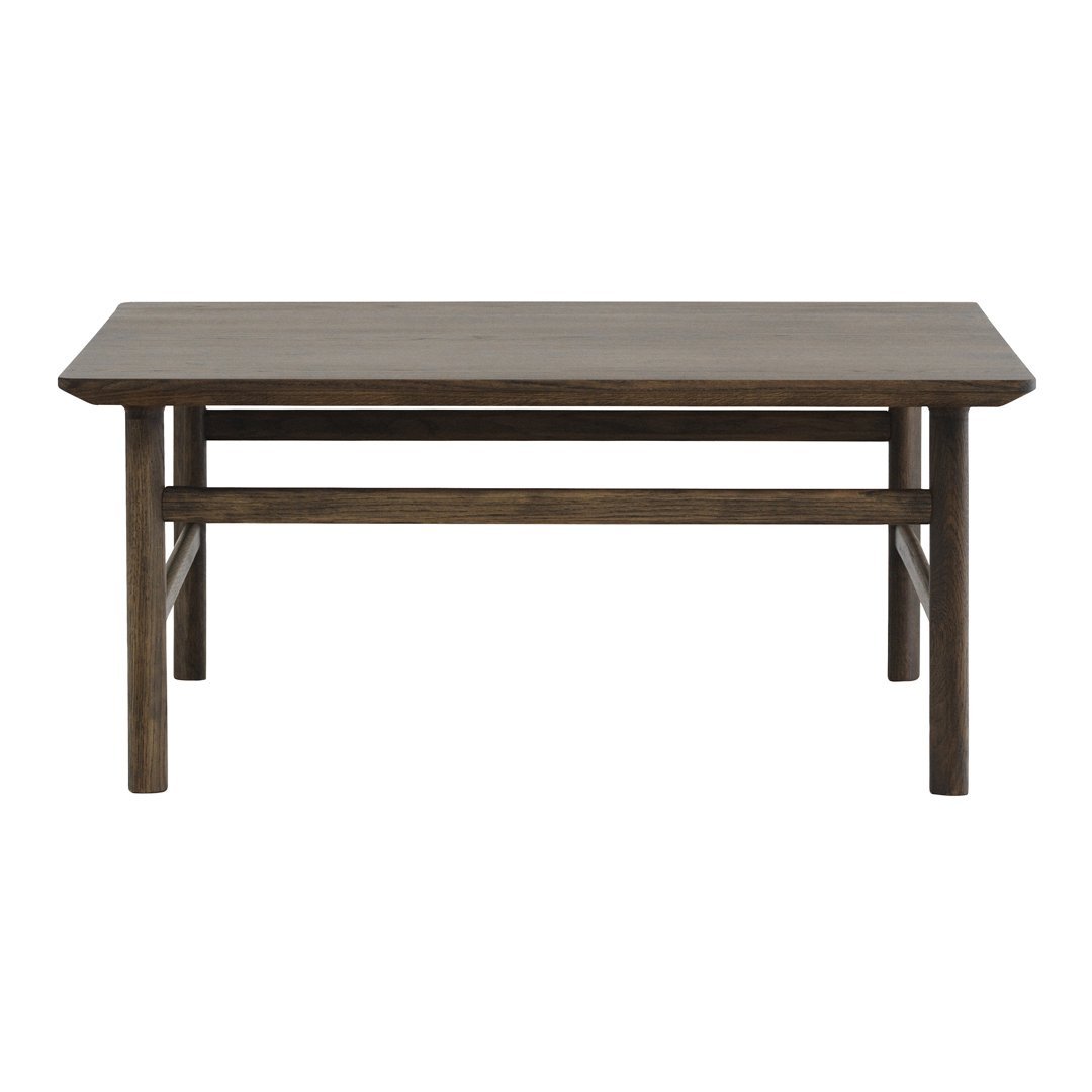 Table Basse Danoise Shaker en Chêne Massif avec Bords Biseautés et Pieds Ovales pour Salon