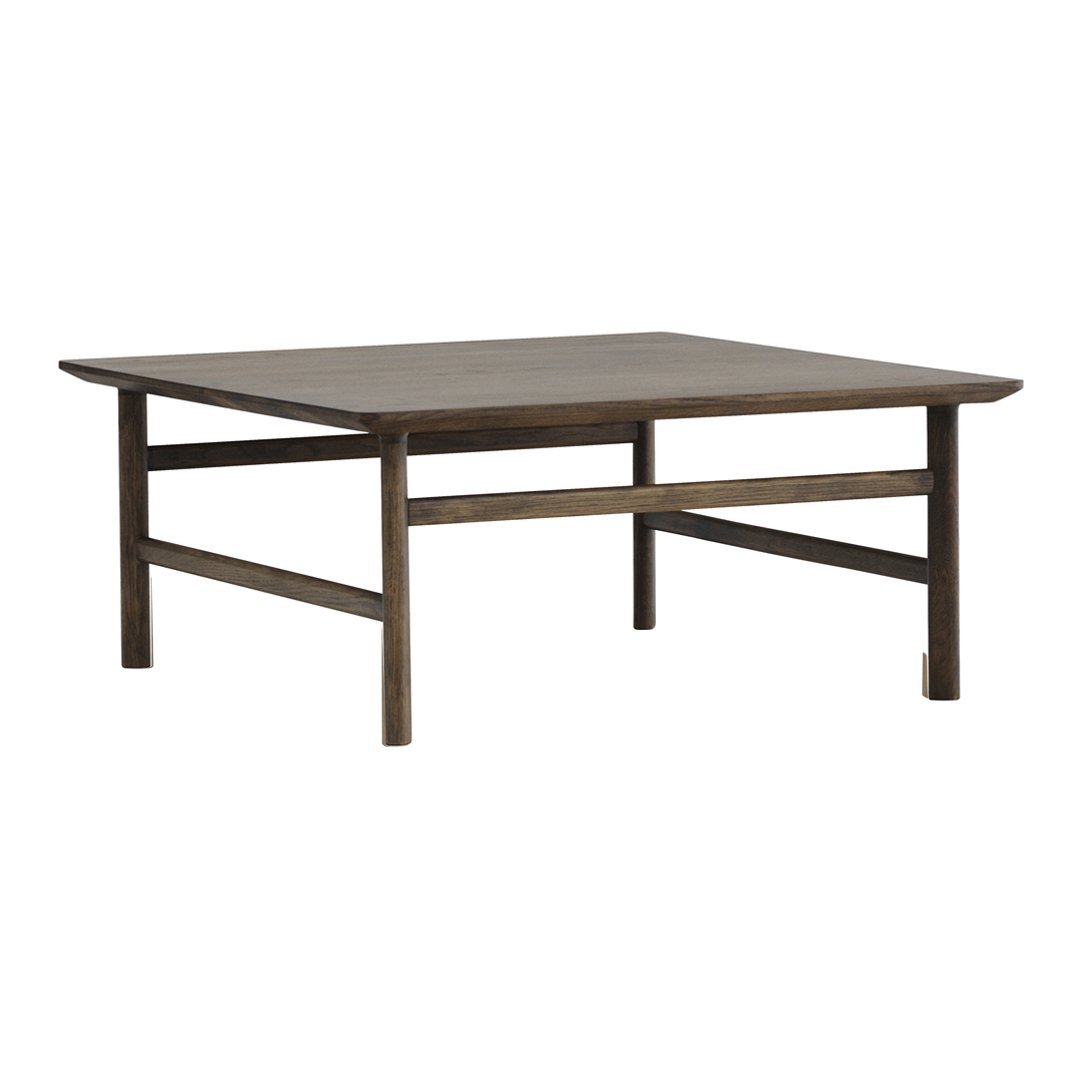 Table Basse Danoise Shaker en Chêne Massif avec Bords Biseautés et Pieds Ovales pour Salon