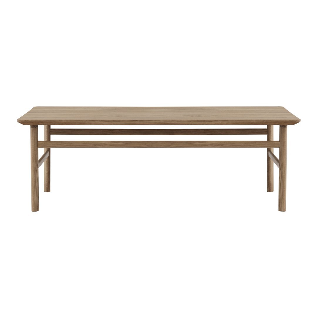Table Basse Danoise Shaker en Chêne Massif avec Bords Biseautés et Pieds Ovales pour Salon