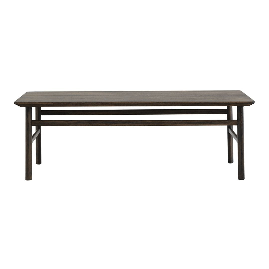 Table Basse Danoise Shaker en Chêne Massif avec Bords Biseautés et Pieds Ovales pour Salon