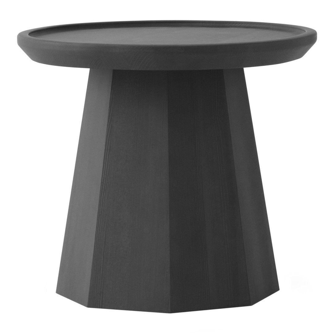 Table basse scandinave en pin avec piètement sculptural octogonal pour salon