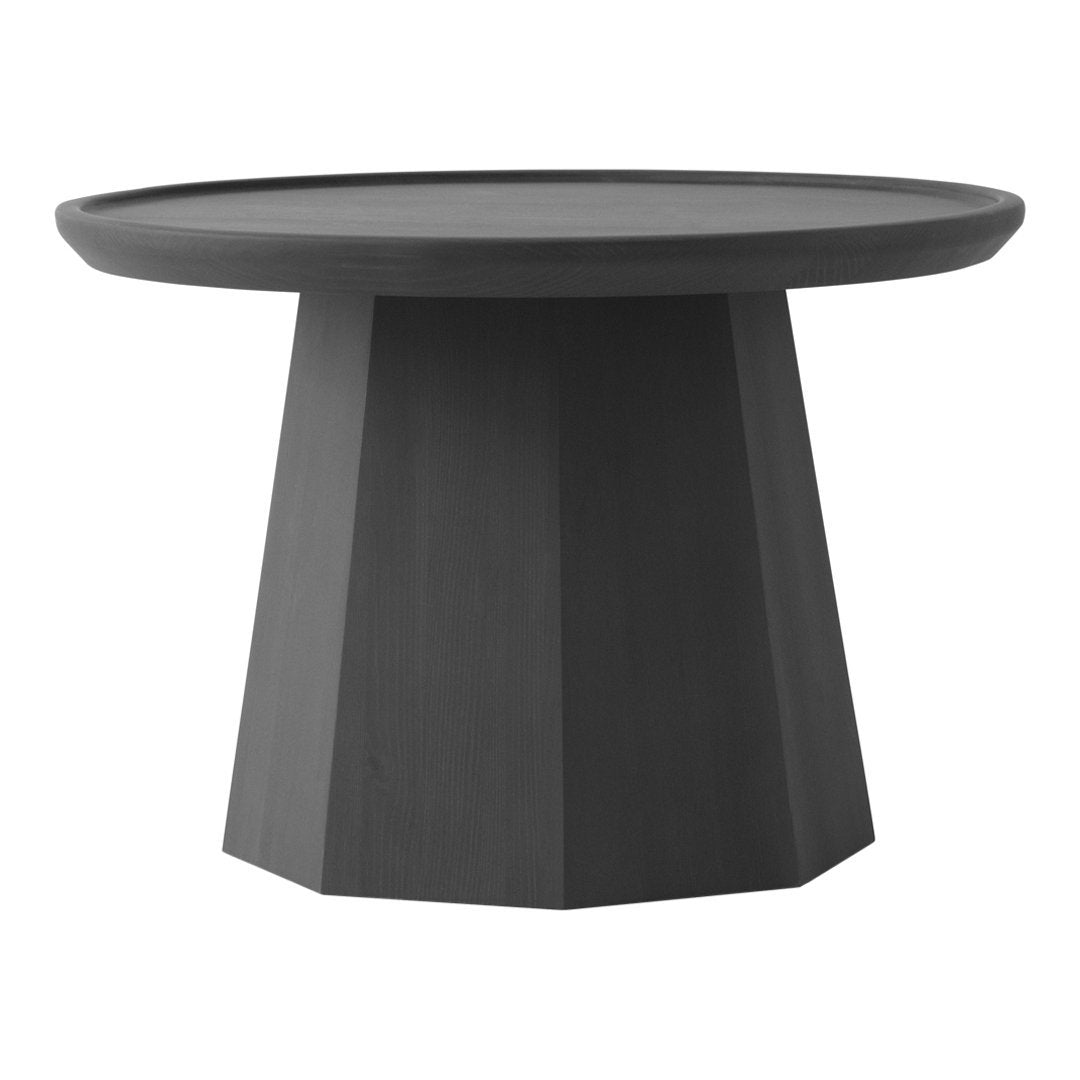 Table basse scandinave en pin avec piètement sculptural octogonal pour salon