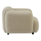 Fauteuil de salon rembourré minimaliste avec silhouette aux courbes douces pour le salon