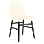Chaise de salle à manger contemporaine en plastique moulé et chêne avec système d'assemblage intégré.