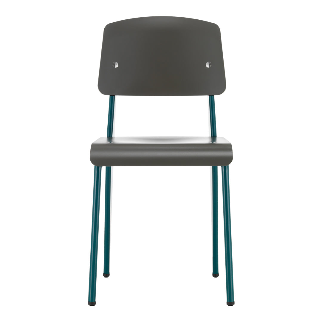 Chaise d'appoint contemporaine en plastique recyclé avec piètement thermolaqué pour salle à manger