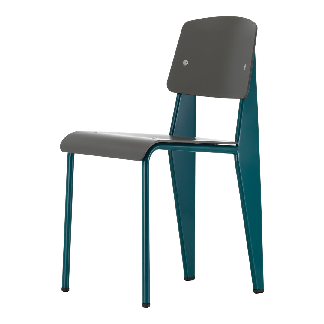 Chaise d'appoint contemporaine en plastique recyclé avec piètement thermolaqué pour salle à manger