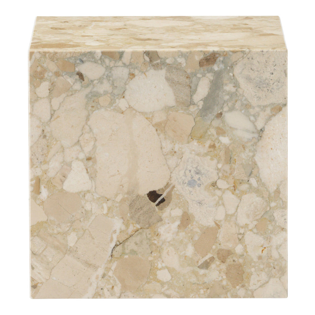 Table d'appoint minimaliste en marbre naturel avec piédestal cubique pour chambre ou salon