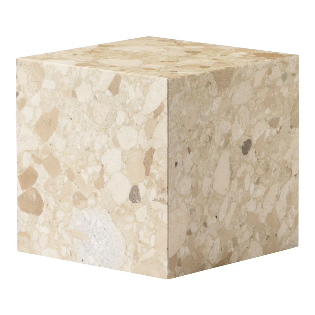 Table d'appoint minimaliste en marbre naturel avec piédestal cubique pour chambre ou salon