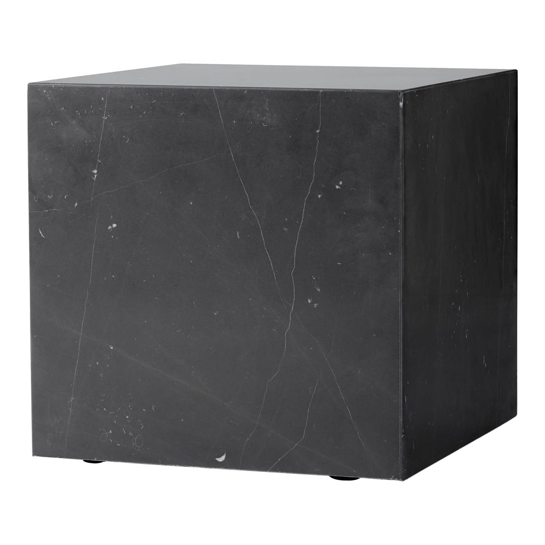 Table d'appoint minimaliste en marbre naturel avec piédestal cubique pour chambre ou salon